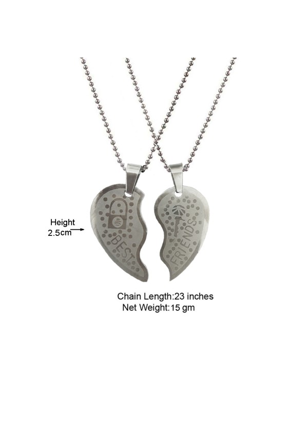 Two Pieces Couple Heart Shape Necklace by Menjewell 